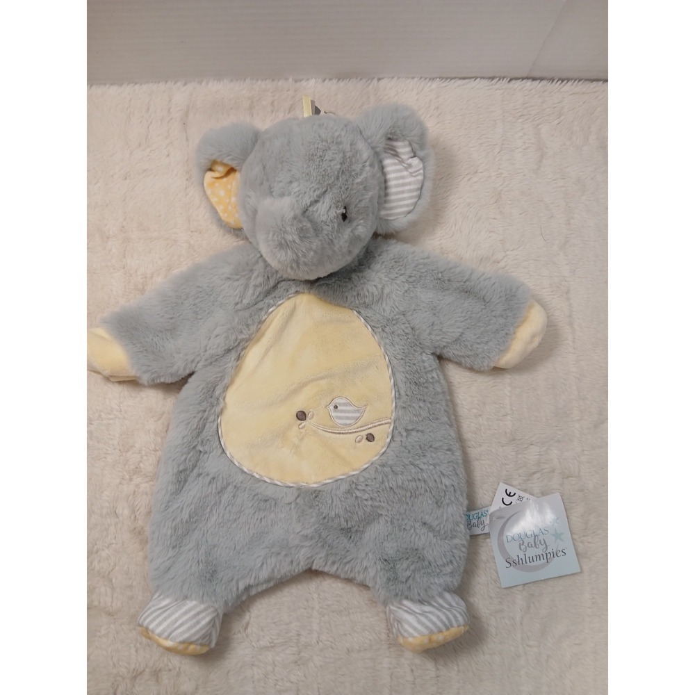 New Douglas Baby Elephant Sshlumpie Lovey Baby Security Blanket Gray & Yellow
